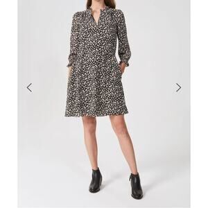 HOBBS London Women's Black Stefania Floral Dress Long Sleeve Dress Size 14